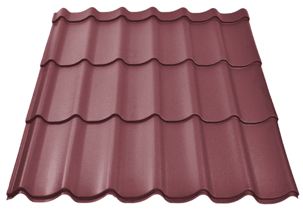 Tigla metalica CARETTA DAILY, Finisaj Fresco, maro brun mat, RAL 8019, grosime 0.50 mm