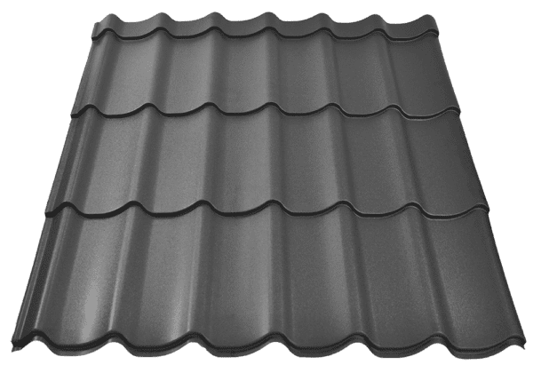 Tigla metalica CARETTA DAILY, Finisaj Fresco, maro brun mat, RAL 8019, grosime 0.50 mm