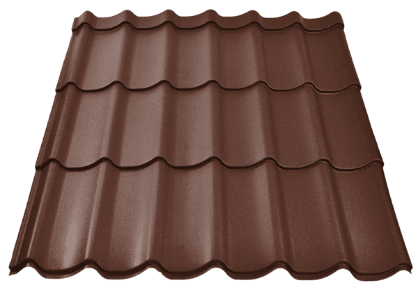 Tigla metalica CARETTA DAILY, Finisaj Fresco, maro brun mat, RAL 8019, grosime 0.50 mm