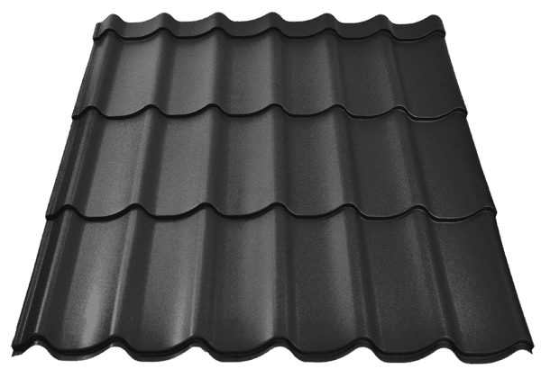 Tigla metalica CARETTA DAILY, Finisaj Fresco, maro brun mat, RAL 8019, grosime 0.50 mm